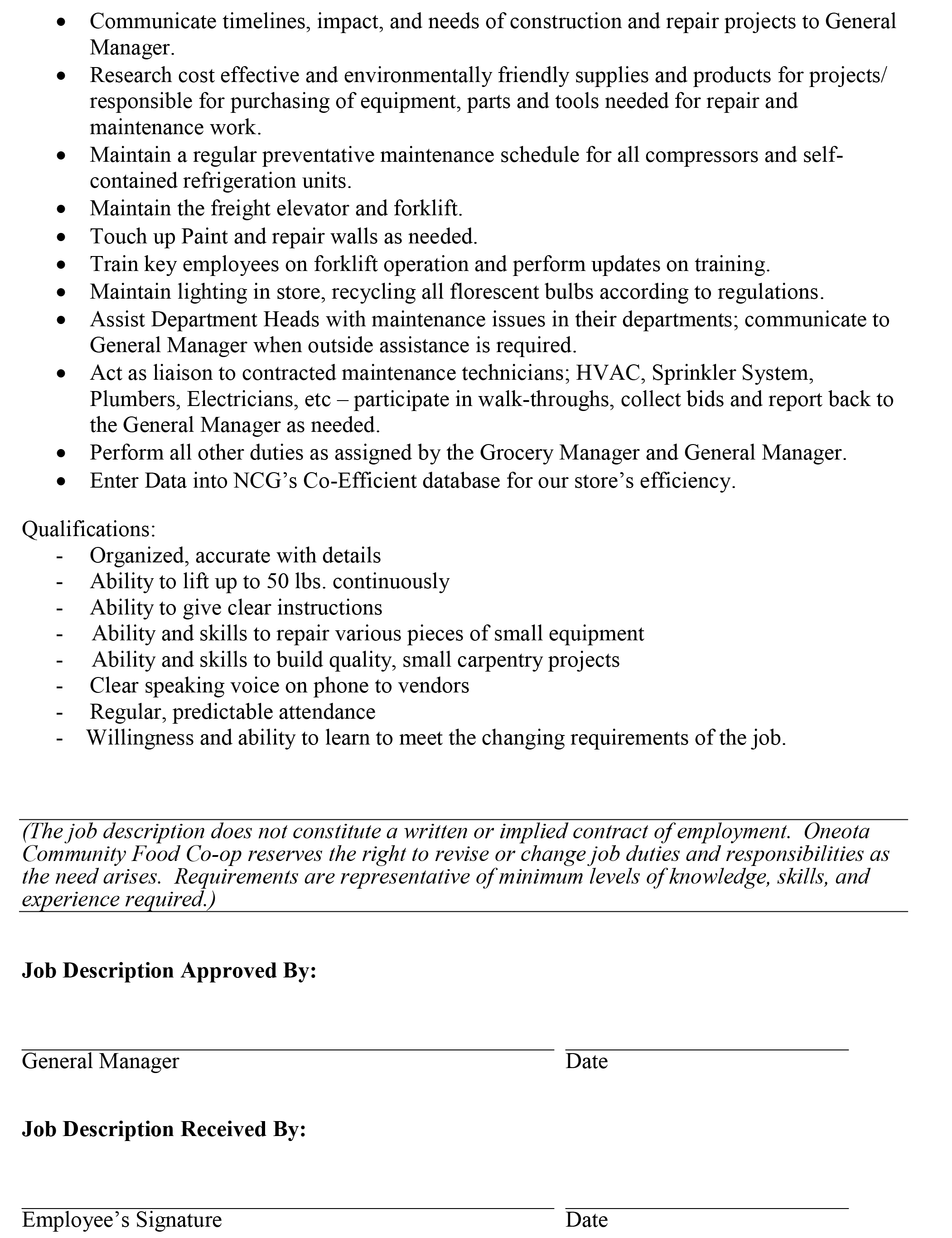 Facilities Coordinator Job Description